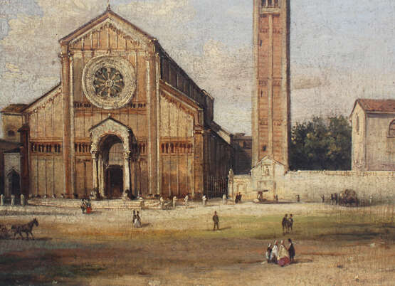 Giacomo Guardi (1764-1835)-attributed, Sant Zeno Maggiore, Verona, with peasants - Foto 3