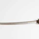 Asian long sword in bowed shape with damascene blade and gilded script signs - фото 2