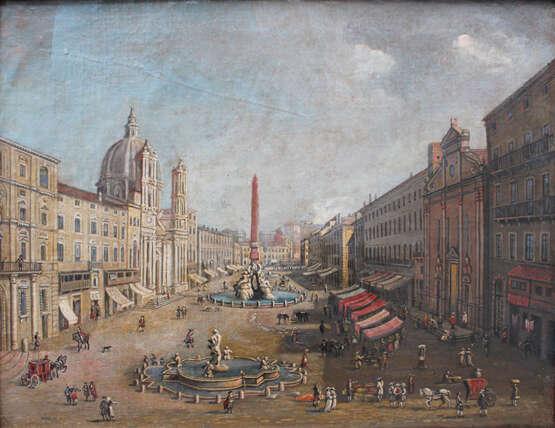 Gaspar van Wittel (1653-1736)-follower, View of the Piazza Navona with merchants and peasants in Rome - photo 2