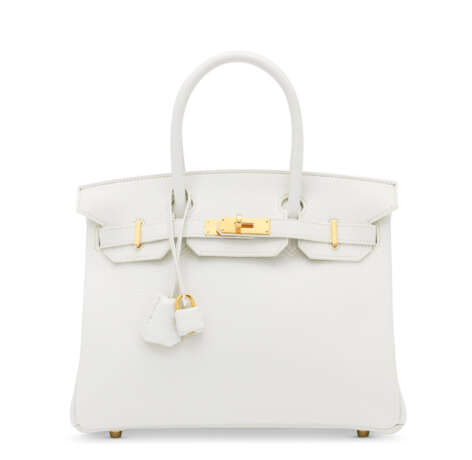Hermes. A WHITE CLÉMENCE LEATHER BIRKIN 30 WITH GOLD HARDWARE - photo 1