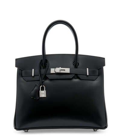 Hermes. A LIMITED EDITION BLACK CALF BOX LEATHER BIRKIN 30 WITH GUIL... - photo 1