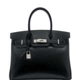 Hermes. A LIMITED EDITION BLACK CALF BOX LEATHER BIRKIN 30 WITH GUIL... - photo 1
