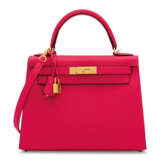 Hermes. A ROSE EXTRÊME EPSOM LEATHER SELLIER KELLY 28 WITH GOLD HARD... - фото 1