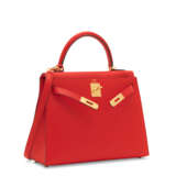 Hermes. A ROUGE DE COEUR EPSOM LEATHER SELLIER KELLY 28 WITH GOLD HA... - фото 2