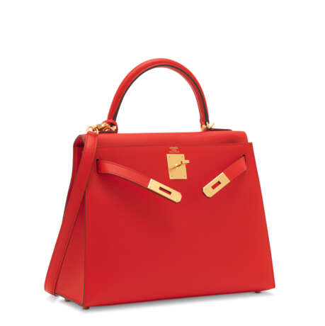 Hermes. A ROUGE DE COEUR EPSOM LEATHER SELLIER KELLY 28 WITH GOLD HA... - Foto 2