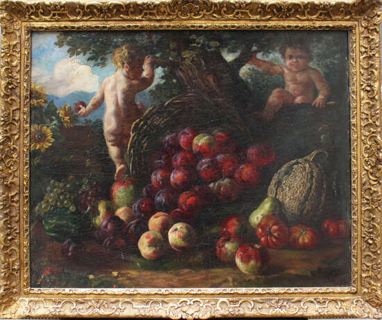 Jacob de Wit (1695-1754)-circle, Food basket with two children in landscape - photo 1