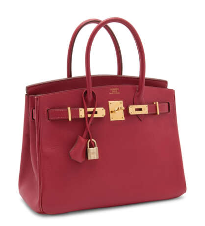Hermes. A ROUGE VIF COURCHEVEL LEATHER BIRKIN 30 WITH GOLD HARDWARE ... - photo 2