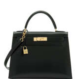 Hermes. A BLACK CALF BOX LEATHER SELLIER KELLY 28 WITH GOLD HARDWARE... - photo 1