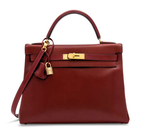 Hermes. A ROUGE H CALF BOX LEATHER RETOURNÉ KELLY 32 WITH GOLD HARDW... - Foto 1