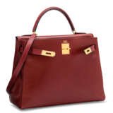 Hermes. A ROUGE H CALF BOX LEATHER RETOURNÉ KELLY 32 WITH GOLD HARDW... - Foto 2