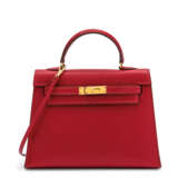 Hermes. A ROUGE VIF CALF BOX LEATHER MICRO MINI KELLY 15 WITH GOLD H... - фото 1