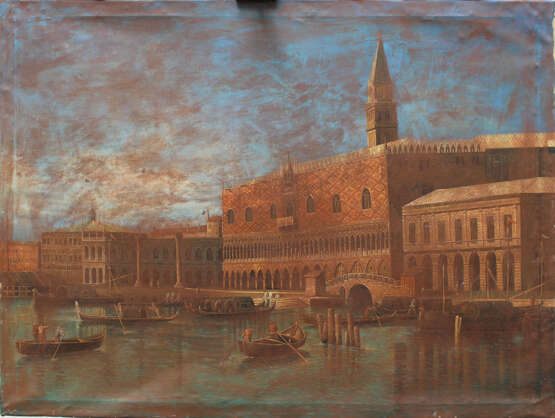 Apollonio Domenichini (1715-1770)-manner, Saint Marc Square with boats - Foto 1