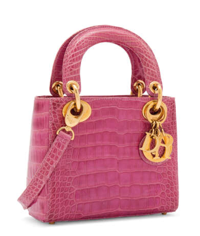 Christian Dior. A SHINY PINK ALLIGATOR MINI LADY D WITH GOLD HARDWARE - photo 2