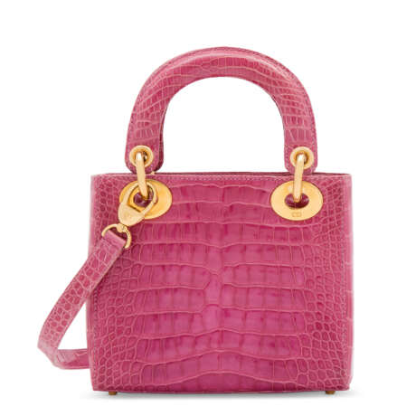 Christian Dior. A SHINY PINK ALLIGATOR MINI LADY D WITH GOLD HARDWARE - photo 3