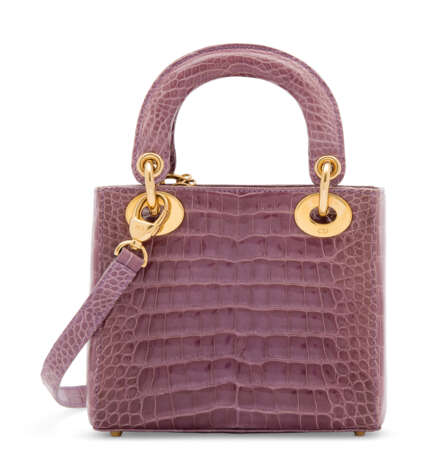 Christian Dior. A SHINY VIOLET ALLIGATOR MINI LADY D WITH GOLD HARDWARE - photo 3