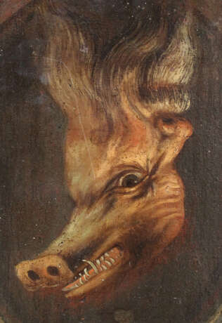 Trompe l‘oeil of a double portrait of a bearded man and if turned around it appears a white boar - photo 3