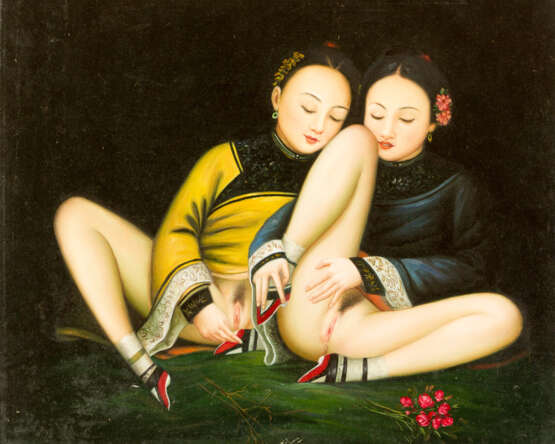 Chinese school, Erotica, two girls in traditional dresses - photo 1