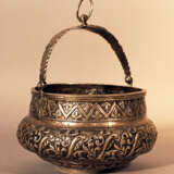 South American silver container, bowed shape and thin neck - фото 1