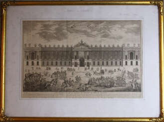 Colomnade du Louvre, copper print after the design by Claude Perrault (1613–1688) with descrption