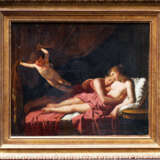 Jacques-Louis David (1748-1825)-circle, Two lovers on bed stead presented by Amor opening the curtain - Foto 1