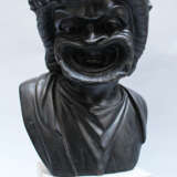 Allegorical bronze bust with grimace face, flowers on the hair and classical dress - photo 2