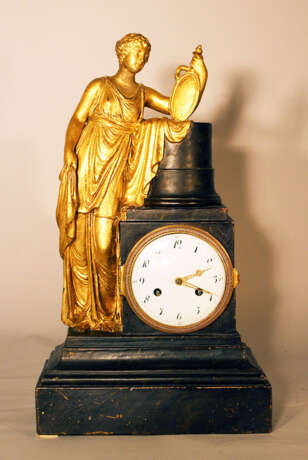 Austrian or Italian apothecary clock with the goddess of Hygieia in classical dress lining on a shield with a snake on a column - photo 1