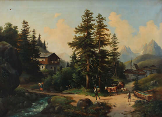 Franz Barbarini (1804-1873)-circle, Shepperd with cows in idyllic landscape - Foto 2