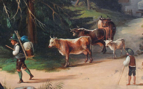 Franz Barbarini (1804-1873)-circle, Shepperd with cows in idyllic landscape - Foto 3