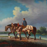 A. Klein, artist 19th Century, Horse rider with two horses by a river - фото 2