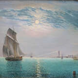 Russian School 19th Century, Night harbour with ships at moonlight - photo 2