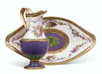 A SEVRES (HARD PASTE) PORCELAIN POWDERED PURPLE AND GOLD GRO...