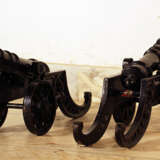 Two small miniature infantry cannons, each on two wheels - photo 2