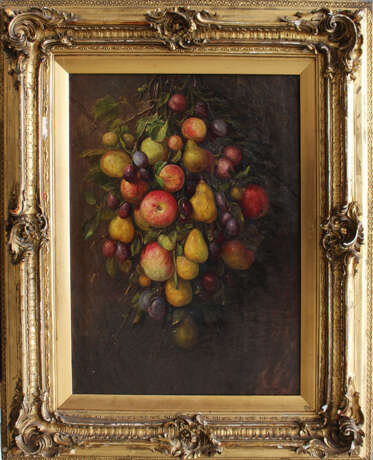 J. Jaunbersin, artist 19th Century, Fruit still life with branches and leaves - Foto 1