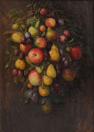 J. Jaunbersin, artist 19th Century, Fruit still life with branches and leaves - Foto 2