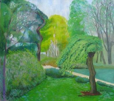 Gemälde „Die green willow tree auf Der Stone island “, Leinwand, Ölfarbe, 2012 - Foto 1