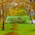 Yellow heaps of autumn leaves. - One click purchase