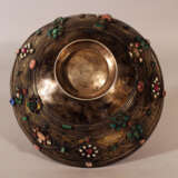 A Transylvanian baptism silver set comprising cylindrical baker in round shape with four fields, decorated with multicoloured stones and glasses, in shape of blossoms - photo 2