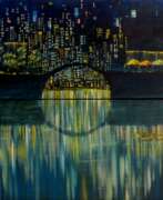 Conceptual art. Evening in the big city (Diptych)
