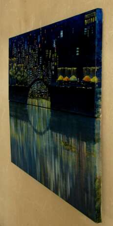 Gemälde „Abends in der großen Stadt (Diptychon)“, Leinwand, Ölfarbe, Konzeptionell, Landschaftsmalerei, 2020 - Foto 4