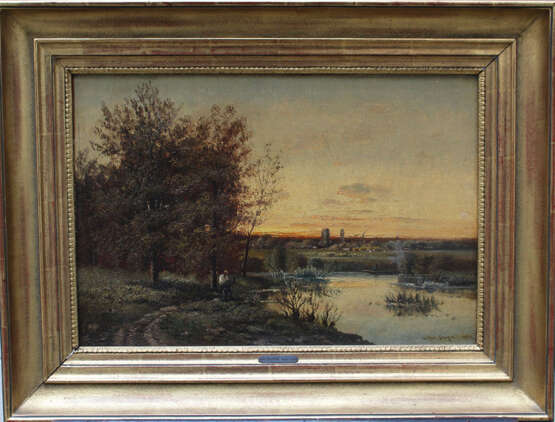 Victor Leon Dupré (1816-1879), Landscape with fishers by a river - Foto 1