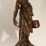Fille du Sudan, Sculpture of a water carrying girl in traditional dress with chains and two bowls - photo 1