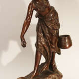 Fille du Sudan, Sculpture of a water carrying girl in traditional dress with chains and two bowls - photo 2