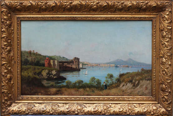 Italian artist late 19th Century, The bay of Naples with the Vesuvius in the background - Foto 1