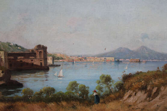 Italian artist late 19th Century, The bay of Naples with the Vesuvius in the background - photo 2