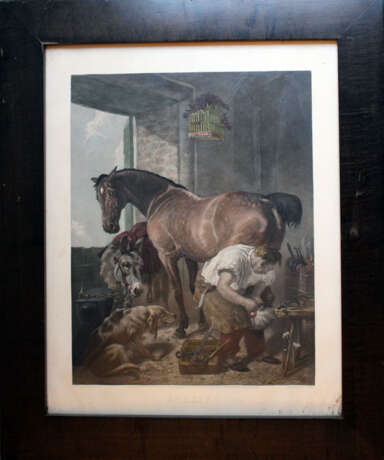 English colour engraving after Edwin Landseer (1802-1873), showing a horse‘s locksmith - Foto 1