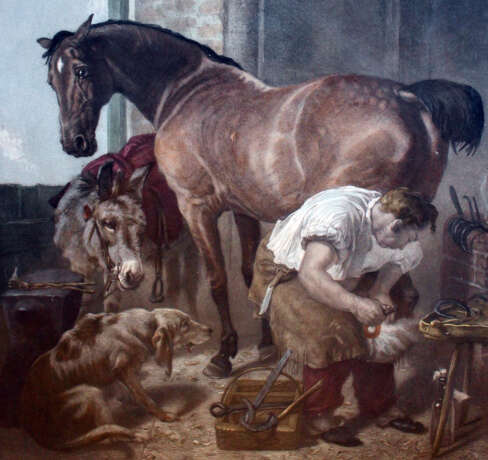 English colour engraving after Edwin Landseer (1802-1873), showing a horse‘s locksmith - Foto 3