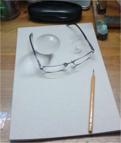 Drawing “Still life with glass bowl”, Paper, Pencil, Contemporary art, Still life, 2018 - photo 1