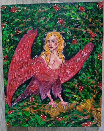 Painting “The Bird Sirin”, Canvas, Acrylic paint, Fantasy, 2020 - photo 1