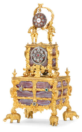 A GEORGE III GOLD AND AGATE MOUNTED AUTOMATON WATCH; WITH AN... - фото 1