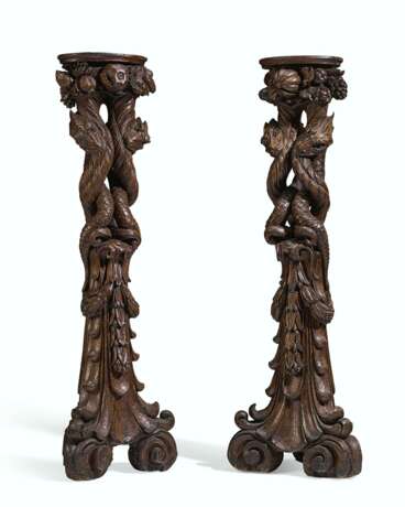 A PAIR OF ITALIAN STAINED WALNUT PEDESTALS - photo 1